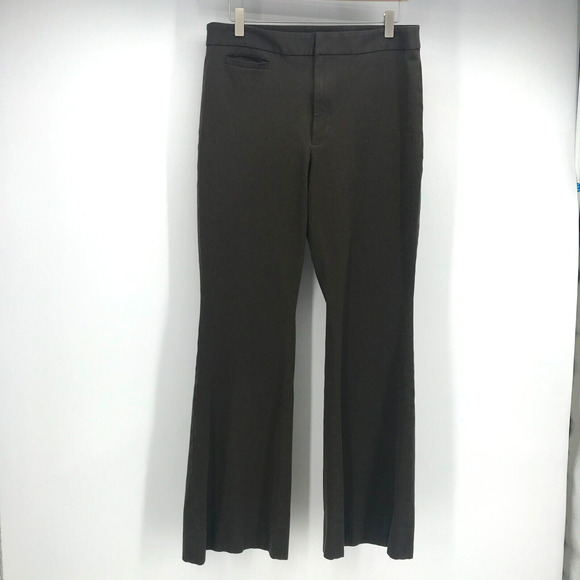 Banana Republic Pants Womens 12 Olive Green Flat Front Mid Rise Flare Stretch - Picture 1 of 11